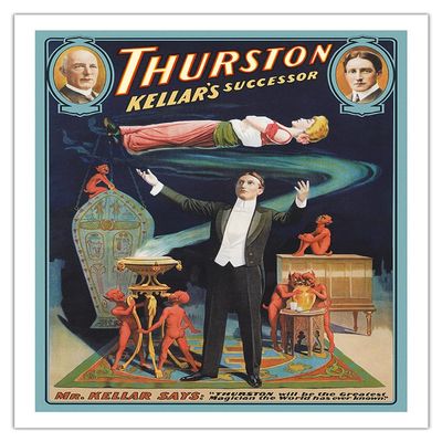 Thurston The Great Magician - Harry Kellars Successor - Vintage Magic Poster c.1908 - Fine Art Matte Paper Print (Unframed) 20x26in