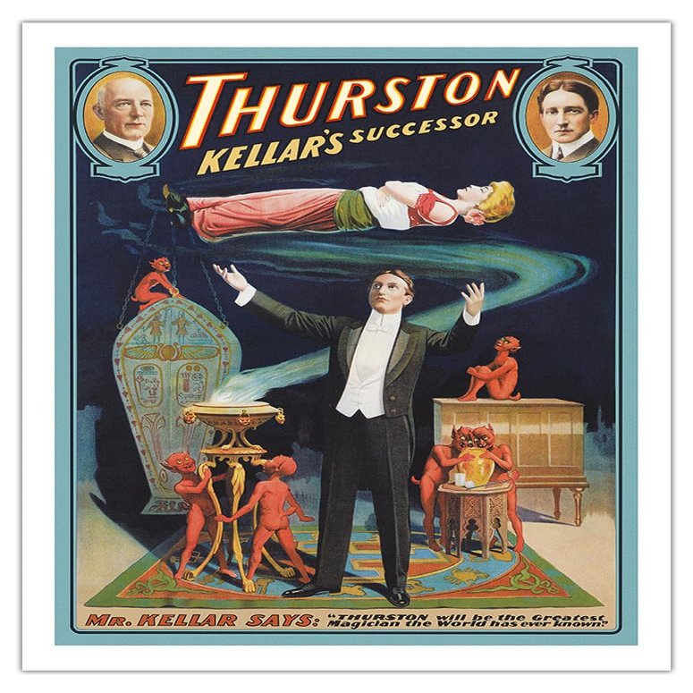 Thurston The Great Magician - Harry Kellars Successor - Vintage Magic Poster c.1908 - Fine Art Matte Paper Print (Unframed) 20x26in