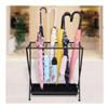 Umbrella Racks Folding Umbrella Stand, Black Metal Umbrella Bucket, Umbrella Storage Rack with 18 Holes and 10 Hooks, Stable and Durable, 54x30x55cm view 3