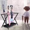 Umbrella Racks Folding Black Umbrella Stand, Stable Metal Umbrella Bucket with Water Storage Tray, 18 Holes and 10 Hooks, Suitable for Hotel Business, 54x30x55cm view 2