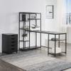 Beyamis Office Computer Desk with Multiple Storage Shelves, Modern Large Office Desk with Bookshelf and Storage Space(Black) view 2