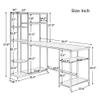 Beyamis Office Computer Desk with Multiple Storage Shelves, Modern Large Office Desk with Bookshelf and Storage Space(Black) view 3