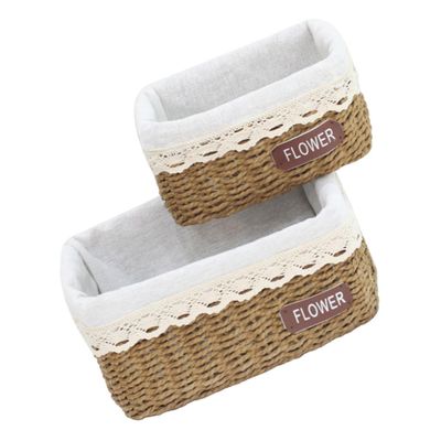Flower Fruit Basket Hand-woven Storage Container Natural Decor for Home