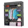 5-Layer 12-Compartment Non-Woven Fabric Wardrobe Portable Closet Gray (133x46x170cm) view 1