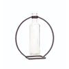 Contemporary Home Living Set of 4 Brown and Clear Glass Hanging Vases in Circle Stand 9" view 1
