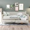 Bellemave Twin Size Daybed with Storage Drawers, Wooden X-Shaped Frame, Modern Rustic Casual Style (White) view 4