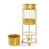 Umbrella Racks Golden Metal Umbrella Stand Umbrella Holder, Free-Standing Hollow Iron Umbrella Tube, Corridor Entrance Umbrella Storage Rack with Movable Drip Tray view 1