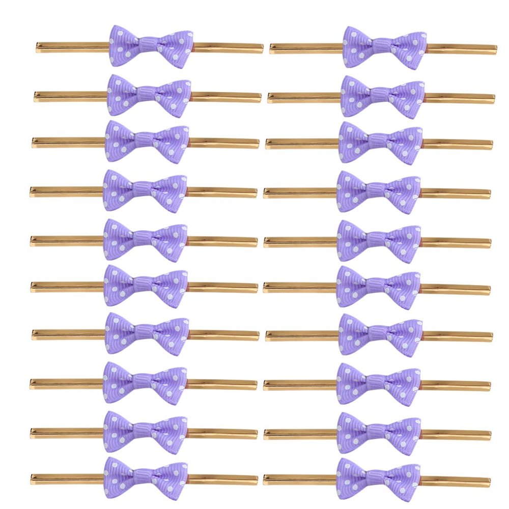 Cabilock 100pcs Lollipop Bow Ties Party Favor Bags Twist Tie Goodie Candy Treat Biscuit Bags Packaging Ties Reusable Bag Wrapping Ties For Bread Cookies Purple
