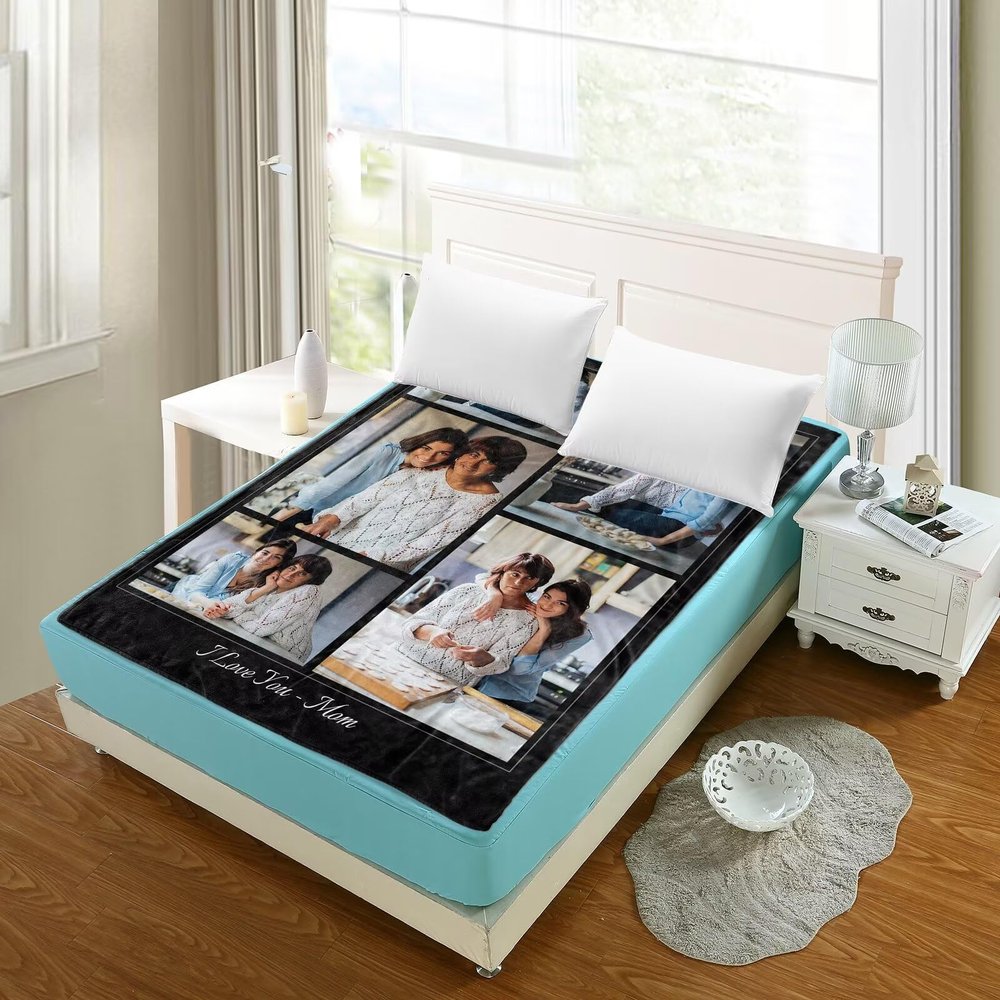 MIHOSI Custom Blanket with Picture, Personalized Blankets for Adults Kids - Customizable Photo Blanket, Customized Blankets as Gifts for Mom Dad Family Best Friends
