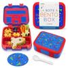 Kinsho Bento Lunch Box for Kids Toddlers, 5 Portion Control Sections, BPA Free Removable Plastic Tray, Pre-School Kid Toddler Daycare Lunches, Snack Container Ages 3 to 7 (Blue Space Rockets) view 1