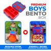 Kinsho Bento Lunch Box for Kids Toddlers, 5 Portion Control Sections, BPA Free Removable Plastic Tray, Pre-School Kid Toddler Daycare Lunches, Snack Container Ages 3 to 7 (Blue Space Rockets) view 2