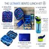 Bento Lunch Box with Bag, Water Bottle & Ice Pack Set for Kids Toddlers, 4 Portion Sections, Removable Tray, Pre-School Boy Toddler Daycare Lunches, Insulated Snack Container, Blue Space Dinosaur view 2