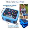 Bento Lunch Box with Bag, Water Bottle & Ice Pack Set for Kids Toddlers, 4 Portion Sections, Removable Tray, Pre-School Boy Toddler Daycare Lunches, Insulated Snack Container, Blue Space Dinosaur view 3