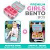 Kinsho Bento Lunch Box for Kids Toddlers, 5 Portion Control Sections, BPA Free Removable Plastic Tray, Pre-School Kid Toddler Daycare Lunches, Snack Container Ages 3 to 7 (Aqua Cat Mermaid) view 2