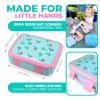 Kinsho Bento Lunch Box for Kids Toddlers, 5 Portion Control Sections, BPA Free Removable Plastic Tray, Pre-School Kid Toddler Daycare Lunches, Snack Container Ages 3 to 7 (Aqua Cat Mermaid) view 3
