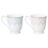 Narumi 97104-21475 Pair Mugs, Aurora, 9.8 fl oz (290 cc), Lace Pattern, Set of 2 Patterns, Blue, Pink, Cute, Stylish, Gift, Microwave Warming, Gift Box Included view 2