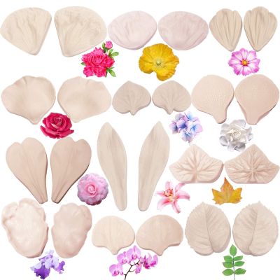 12set Gumpaste Flower Molds,Fondant Flower Tools, Silicone Veining Molds,Sugar Paste Making Tools for Fondant Chocolate Soap Polymer Clay Cake Decorating