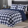 downluxe Lightweight Plaid Comforter Set (Queen) with 2 Pillow Shams - 3-Piece Set - Blue/White Plaid - Down Alternative Reversible Comforter view 1