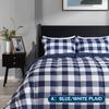 downluxe Lightweight Plaid Comforter Set (Queen) with 2 Pillow Shams - 3-Piece Set - Blue/White Plaid - Down Alternative Reversible Comforter view 2