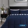 downluxe Lightweight Plaid Comforter Set (Queen) with 2 Pillow Shams - 3-Piece Set - Blue/White Plaid - Down Alternative Reversible Comforter view 3