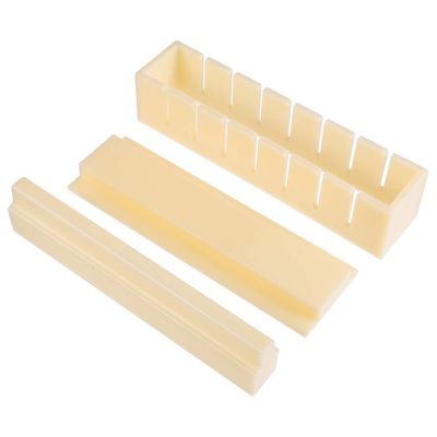 Oshizushi Sushi Press Mold Rectangular Rice Maker 3-Piece Kit Professional DIY Musubi Maker Tool with Cutting Slots Non-Stick Pressed Sushi Mold for Home Kitchen Bento Lunches, 7.87X2.36X1.96In