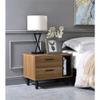 Acme Trolgar Wood Accent Table with 2 Storage Drawers in Brown Oak and Black view 2