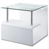Acme Nevaeh Square Wooden End Table with Glass Top in Clear and White High Gloss view 1