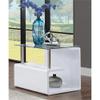 Acme Nevaeh Square Wooden End Table with Glass Top in Clear and White High Gloss view 2