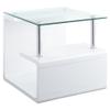 Acme Nevaeh Square Wooden End Table with Glass Top in Clear and White High Gloss view 4