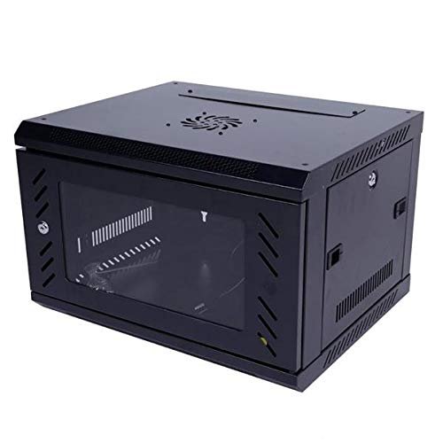 AUTOKOLA Home 6U Equipped Iron Network Cabinet with Cooling Fan Black 3-7 Days Delivery