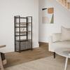 4NM No Assembly Folding Bookshelf Storage Shelves 4 Tiers Vintage Bookcase Standing Racks Study Organizer Home Office (Rustic Brown Black) view 2