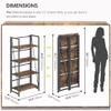 4NM No Assembly Folding Bookshelf Storage Shelves 4 Tiers Vintage Bookcase Standing Racks Study Organizer Home Office (Rustic Brown Black) view 3