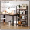 4NM No Assembly Folding Bookshelf Storage Shelves 4 Tiers Vintage Bookcase Standing Racks Study Organizer Home Office (Rustic Brown Black) view 4
