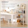 4NM No Assembly Folding Bookshelf Storage Shelves 4 Tiers Vintage Bookcase Standing Racks Study Organizer Home Office (Natural White) view 3
