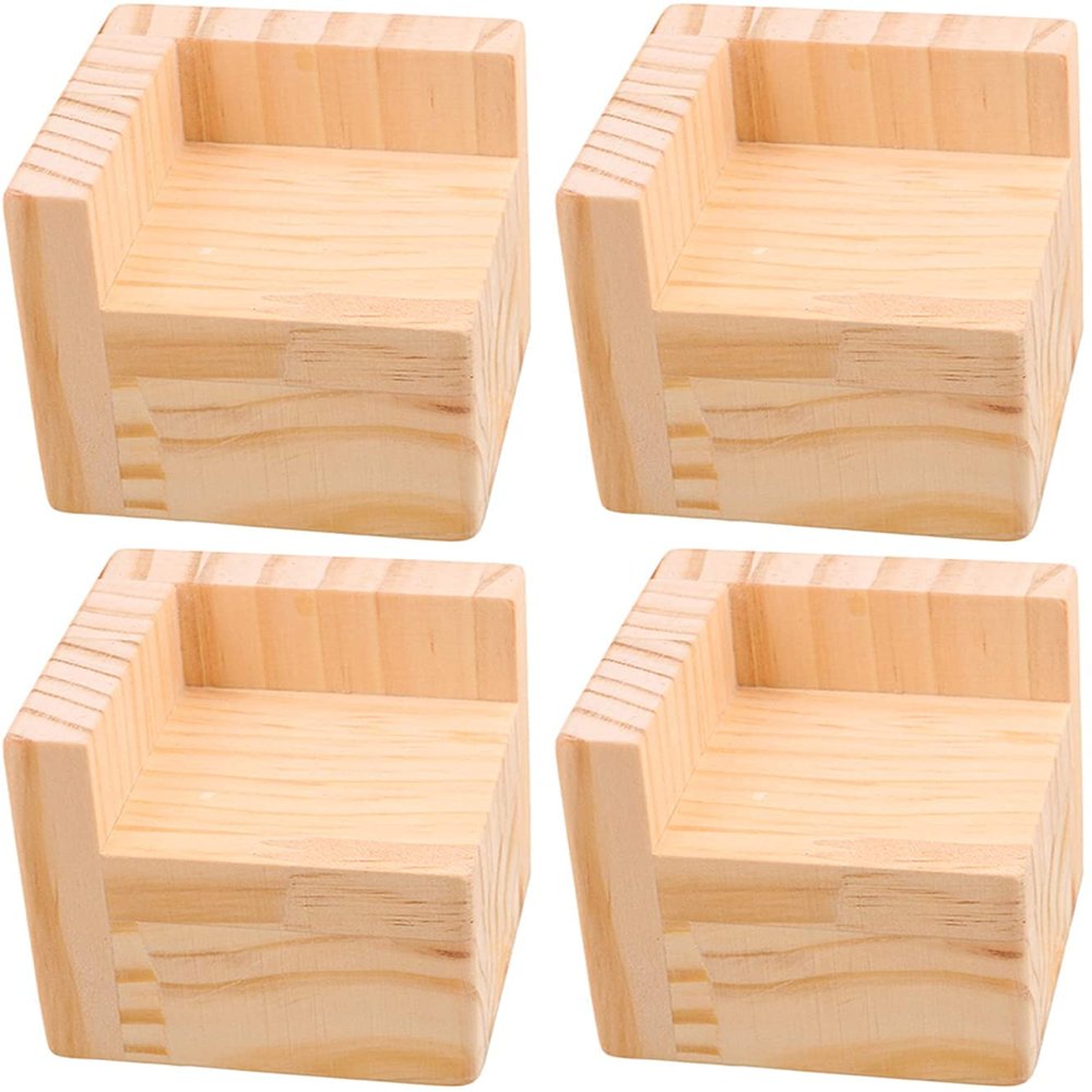 Set of 4 Bed Risers Furniture Square Risers 2 Inches Height Heavy Duty Unfinished Solid Wood Furniture Legs Bed Lifts Furniture Legs for Sofa Couch Chair Table Legs,Helps You Storage Under The Bed