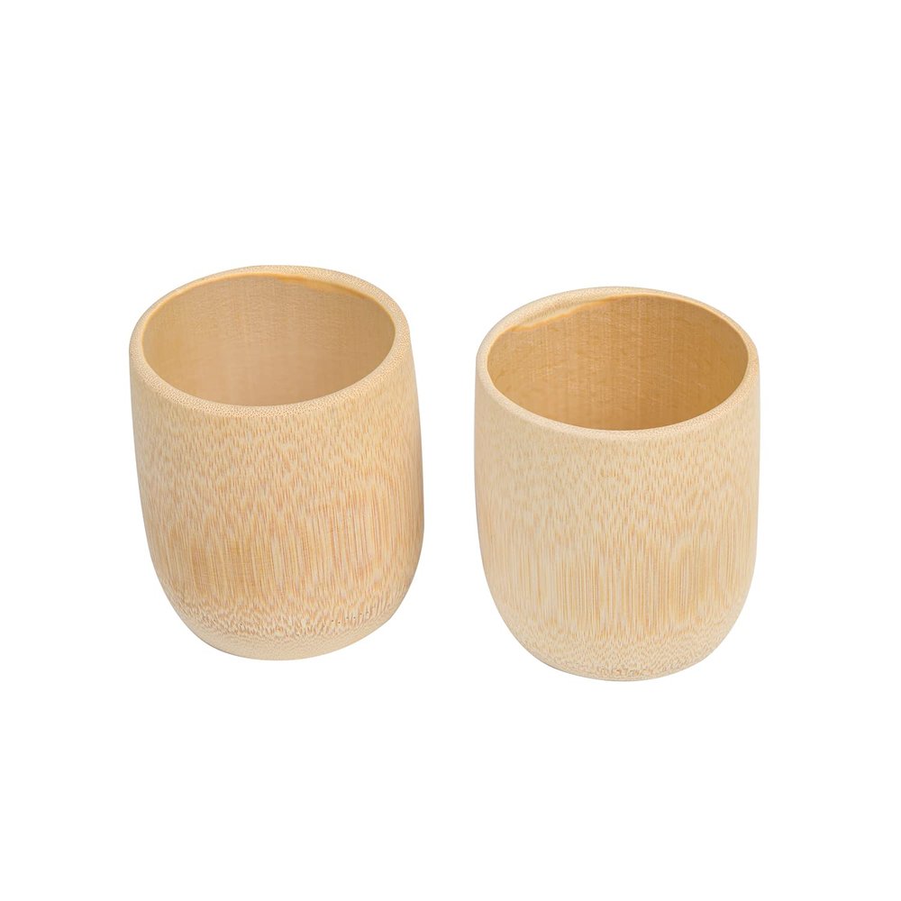 2PCS Wooden Tea Cup and Coffee Mug - Natural Bamboo Wine Camping Travel Mug for Outdoor Drinking - Gift for Hot Drinks, Beer