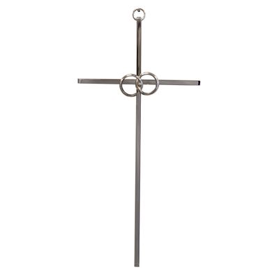 10" Wall Cross | Great Gift for Baptism, First Communion, Confirmation, Weddings | Simple Christian Home Dcor | Made in the USA (Silver-tone Wedding)