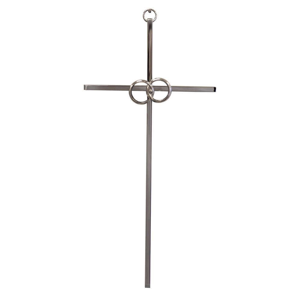 10" Wall Cross | Great Gift for Baptism, First Communion, Confirmation, Weddings | Simple Christian Home Dcor | Made in the USA (Silver-tone Wedding)