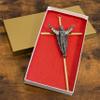 10" Wall Cross | Great Gift for Baptism, First Communion, Confirmation, Weddings | Simple Christian Home Dcor | Made in the USA (Gold-tone with Silver-tone Risen Christ) view 4