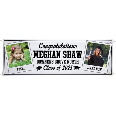 Let's Make Memories Personalized 6ft Graduation Banner - Class of 2026 or Any Year - Graduation Party Decorations - Custom Congratulations Banner - Indoor/Outdoor Vinyl - How Time Flies - Black - 6ft