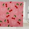 Cherry Bath Curtain Girls Red White Cherry Bathroom Shower Curtain Set Fresh Fruit Theme Shower Curtain for Kids Adults Sweet Cherry Waterproof Bathroom Curtains Bright Vibrant Room Decor 72x84 Inch view 1