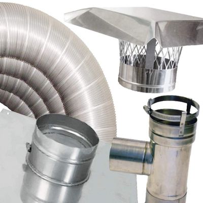 Rockford Chimney Supply Stainless Steel Flexible Chimney Liner Pellet Tee Kit, 4 Inch x 20 Feet
