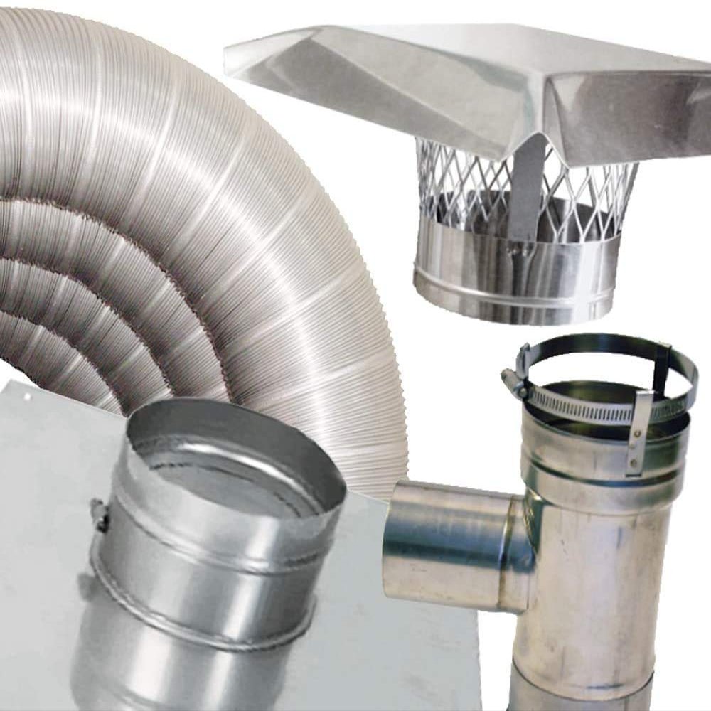 Rockford Chimney Supply Stainless Steel Flexible Chimney Liner Pellet Tee Kit, 4 Inch x 20 Feet
