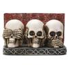 Pacific Trading Company Skull Business Card Holder for Desk, Hand Painted See Hear Speak No Evil Gothic Desktop Name Cards Display Organizer, 3 3/4 inchL x 2 1/8 inchH view 1