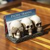 Pacific Trading Company Skull Business Card Holder for Desk, Hand Painted See Hear Speak No Evil Gothic Desktop Name Cards Display Organizer, 3 3/4 inchL x 2 1/8 inchH view 2