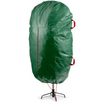 ZOBER Upright Christmas Tree Storage Bag With Drawstring Hem- Fits 9 Ft Trees - Plastic, Waterproof Christmas Tree Bag For Storage Box For Xmas - Strong, Durable Handles - Green