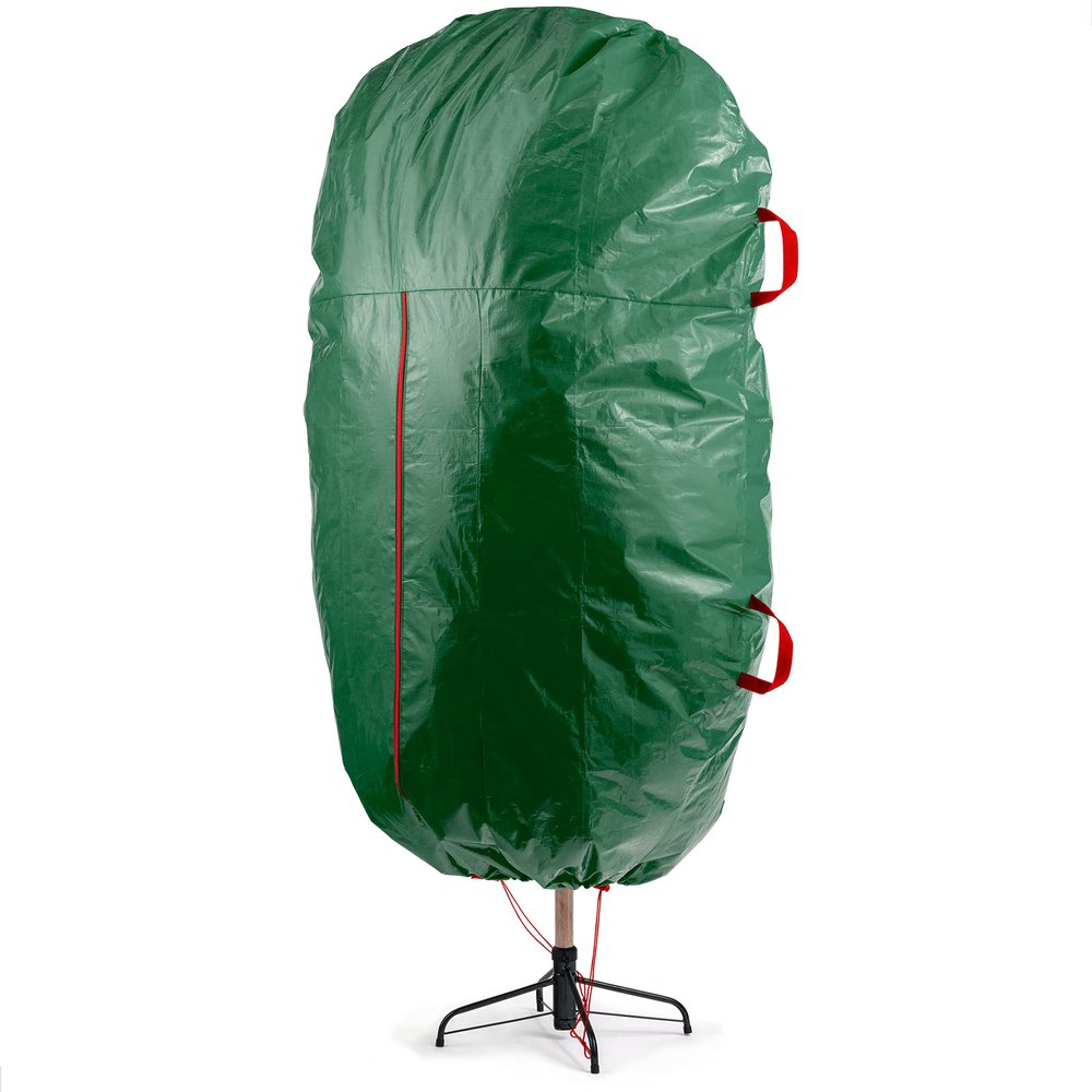 ZOBER Upright Christmas Tree Storage Bag With Drawstring Hem- Fits 9 Ft Trees - Plastic, Waterproof Christmas Tree Bag For Storage Box For Xmas - Strong, Durable Handles - Green