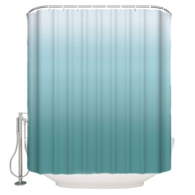 ALAGEO Shower Curtain Turquoise Gradient Fabric Bath Curtains Solid Color Ombre Bathroom Decor Sets with Hooks Waterproof 72x78inch