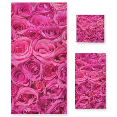 ALAZA Hot Pink Roses Towel Bathroom Sets 1 Bath Towel 1 Hand Towel 1 Washcloth Soft Luxury Decorative Set of 3 Towels Multipurpose for Kitchen Home Spa Beach