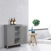 Teamson Home Stratford Contemporary Wooden Floor Storage Cabinet with Two Doors for Bathrooms, Living Rooms, Hallways, Gray view 2